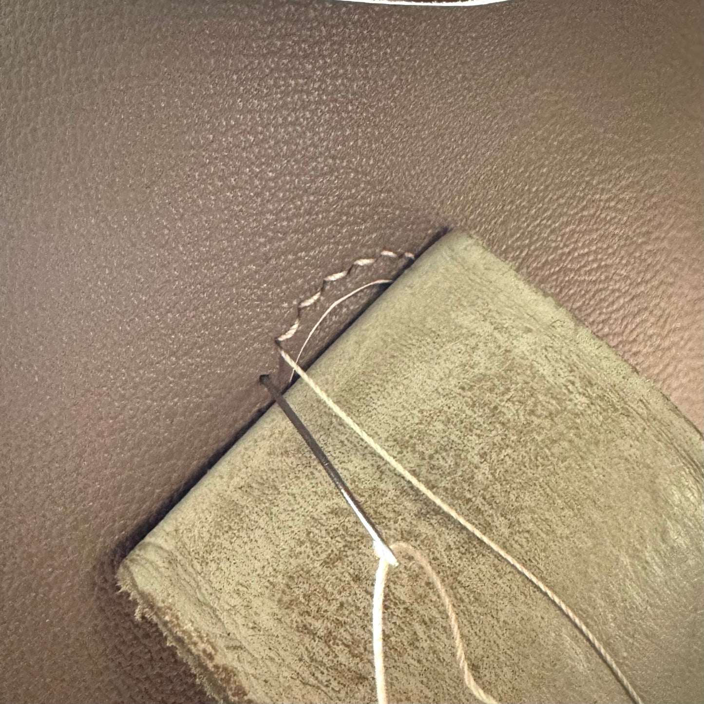 Taupe Prelude Clutch magnets sewing 2