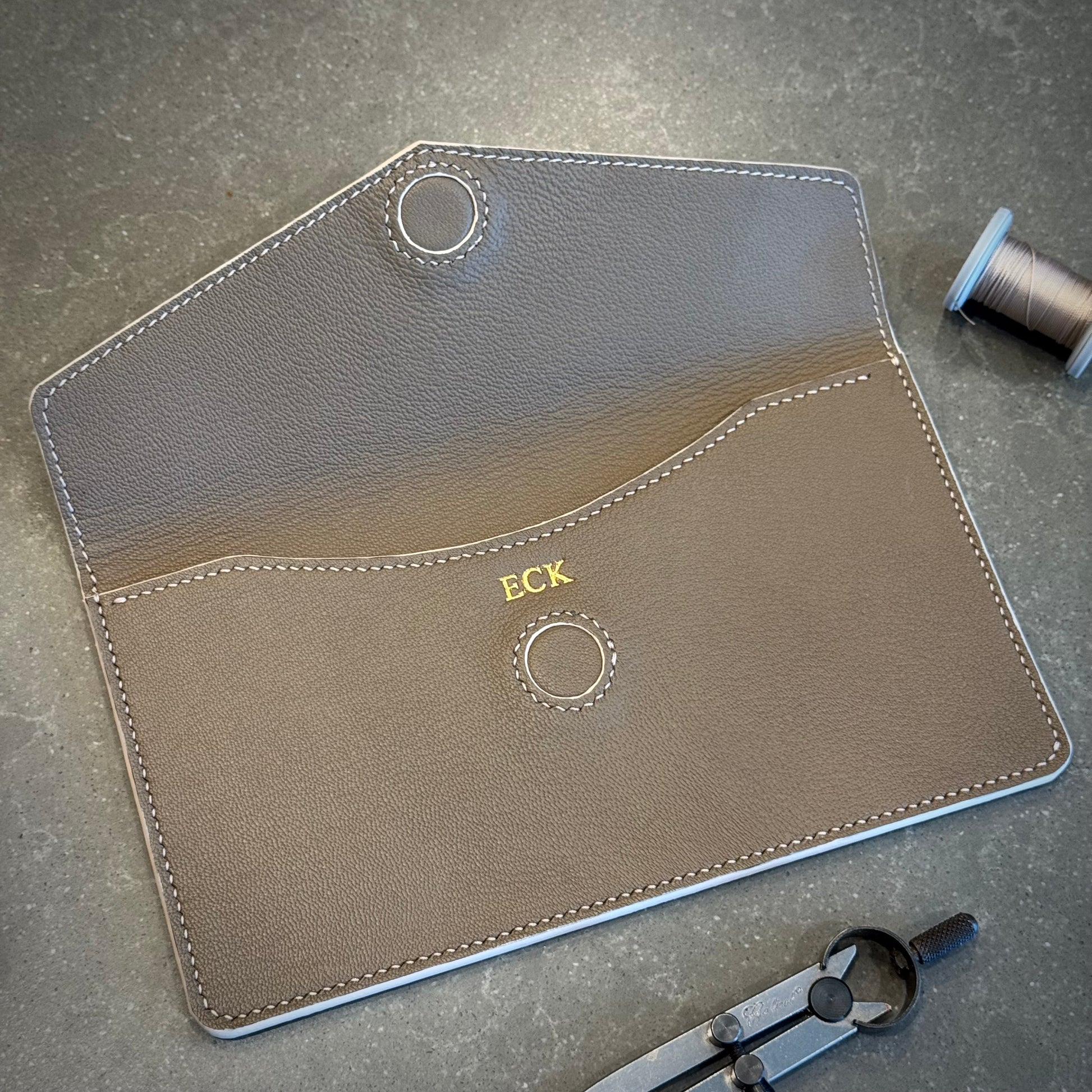 Taupe Prelude Clutch open